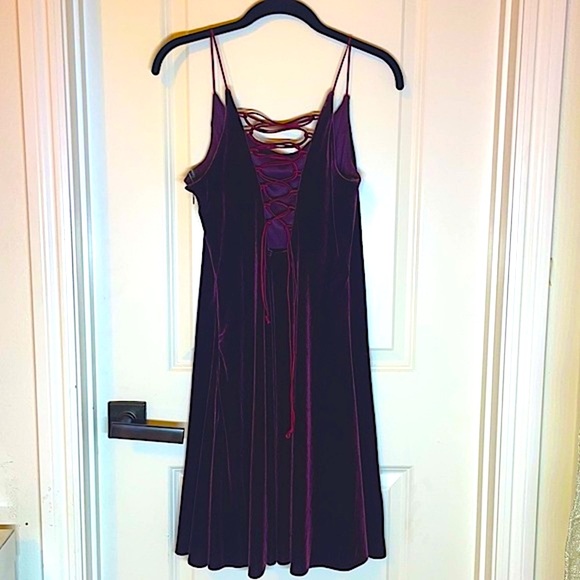 90s grunge‎ Velvet lace-up Dress - Picture 2 of 3